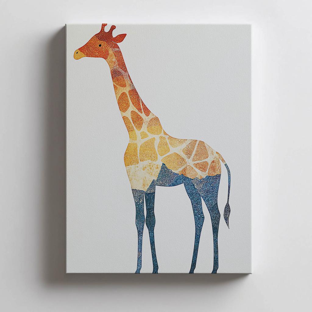 Plakat Mozaikowa Żyrafa Plakat Mozaikowa Żyrafa, 30X40 Cm, Rama Drewniana Jasny Dąb, Papier Matowy 230 Gsm