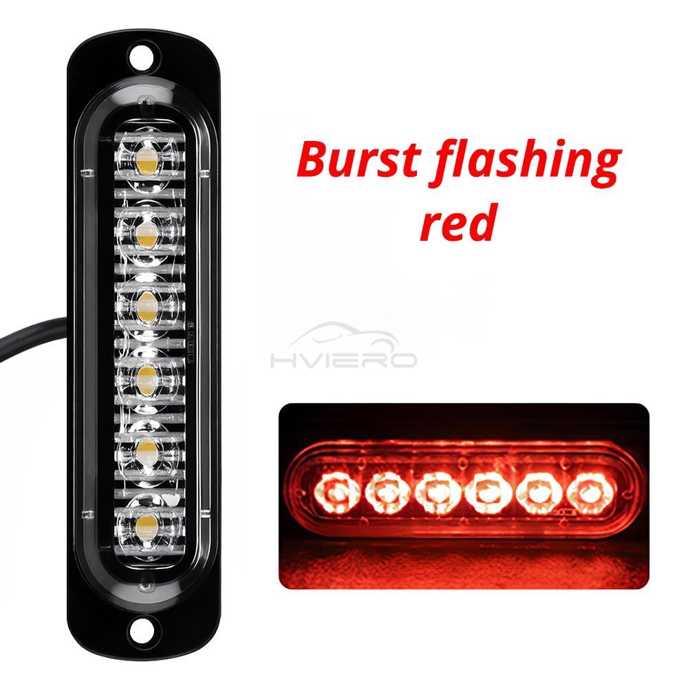 1X Truck 12V-24V LED Warning Strobe Grille Flashing Lamp Bar Side Car Beacon Red Yellow White Turn Signal Parking Drl Fog LightTurn Signal 2