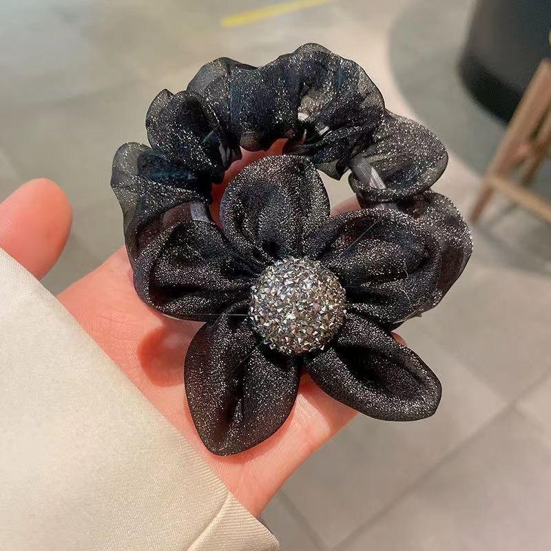 Rhinestone Pearl Elegant Large Hair Tie for Ponytails and Buns