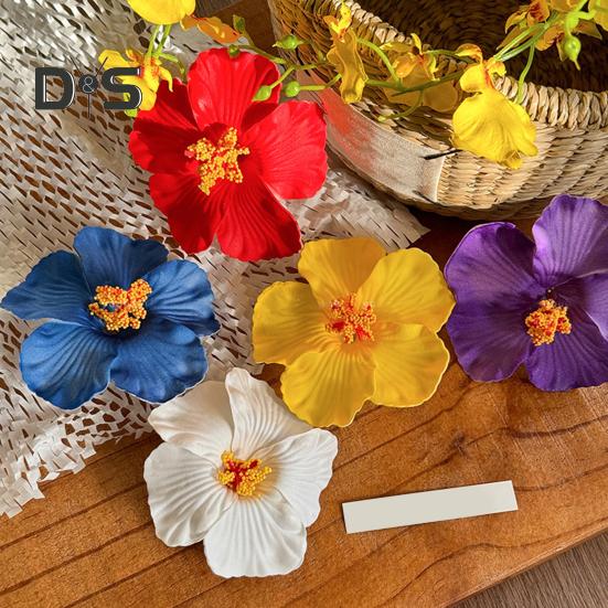Women Hair Clip Vibrant Color Imitation Flower Decor Beach Vacation Hair Pin Party Wear Hair Accessory