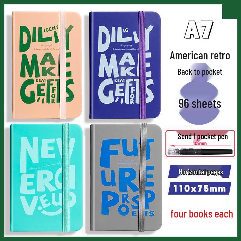 A7 Mini Retro American Pocket-Sized Notebook - Ideal for Students and Birthday Gifts