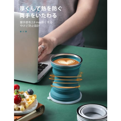 happykau Folding Cup with Lid, 320ml, Large Capacity, Multifunctional, Heat-Resistant, Lightweight, Portable, Perfect for Travel, Commuting, and Schoo