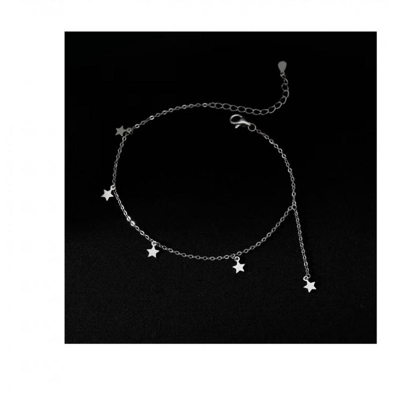 Sterling Foot Chain Women Minimalist Geometric Design Lightweight Luxury Anklet With Star Tassel Detail