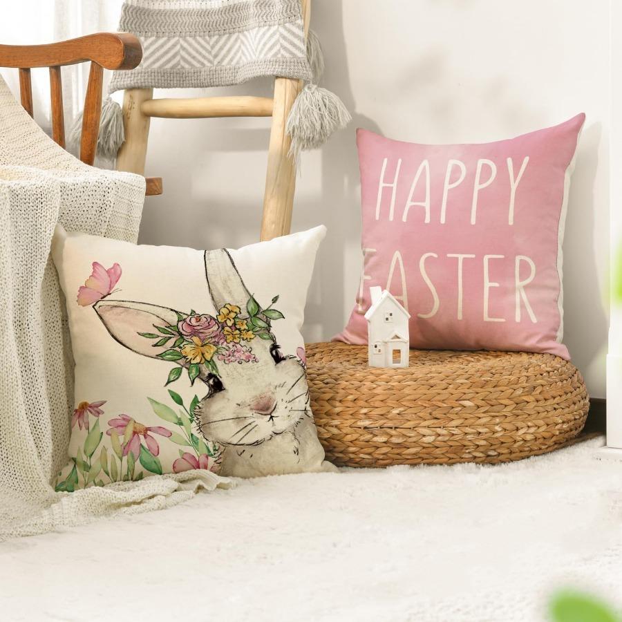 Nordic Easter Pattern Home Decor Pillowcase Bedroom Living Room Sofa Decoration Polyester Cushion Cover with Zipper