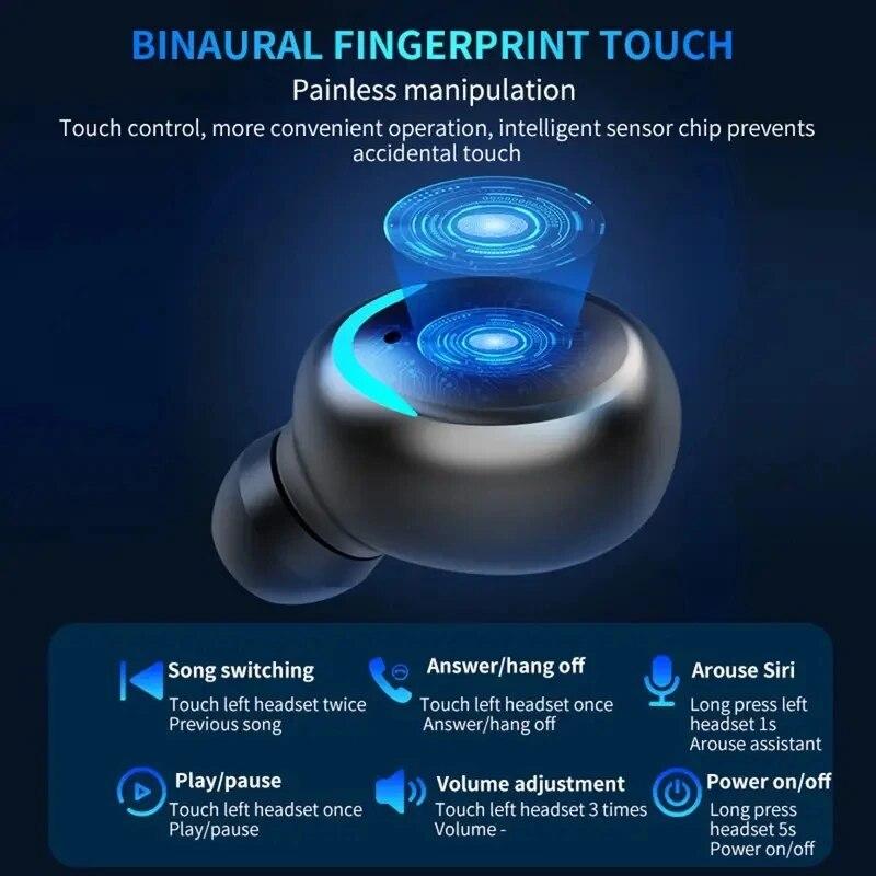 Wireless Bluetooth Earbuds with LED Display, Gaming Low Latency Headphones Sport Waterproof In-Ear Earphones with Long Battery Life