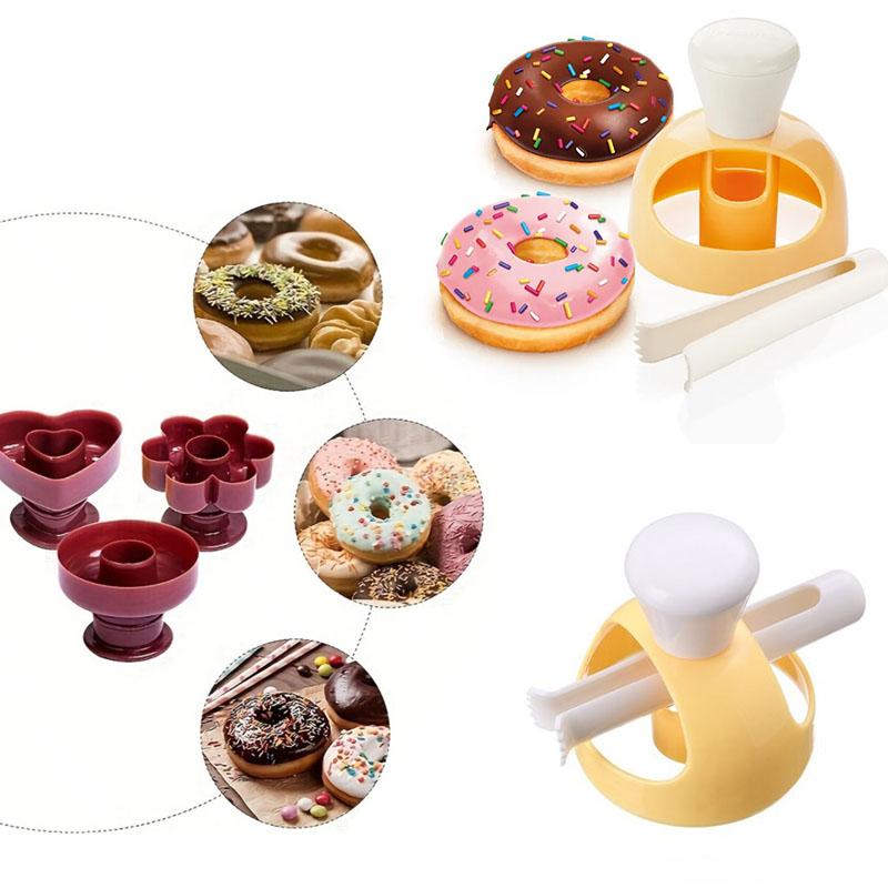 Heart Shape Flower Donut Mould Set Creative Non-stick Donut Cutter Mould Baking Accessories for Homemade Pastries Kitchen Tools