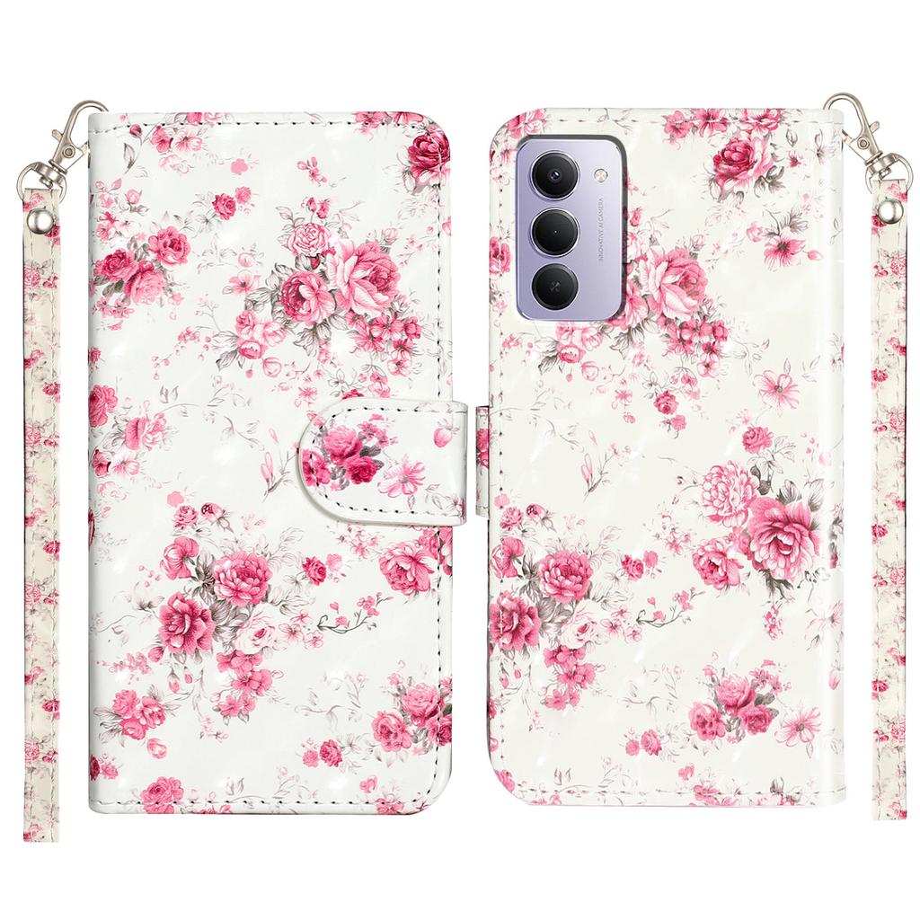 Para Xiaomi Redmi 15 5G (eu) (171mm)/Xiaomi Redmi 15 4G (eu) (171mm) Capa Carteira de Couro com Padrão 3D Estampado para Celular com Alça