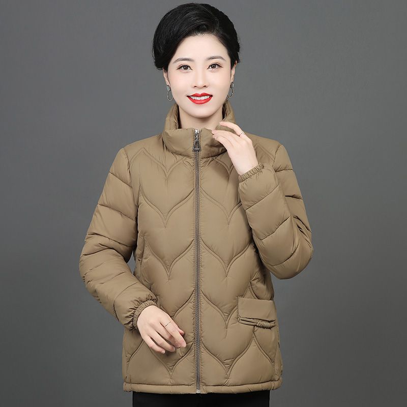 Nejnovější dámské péřové bundy pro ženy středního věku a seniorky Podzimní a zimní Velké velikosti Bavlněné bundy Lehké a krátké bundy