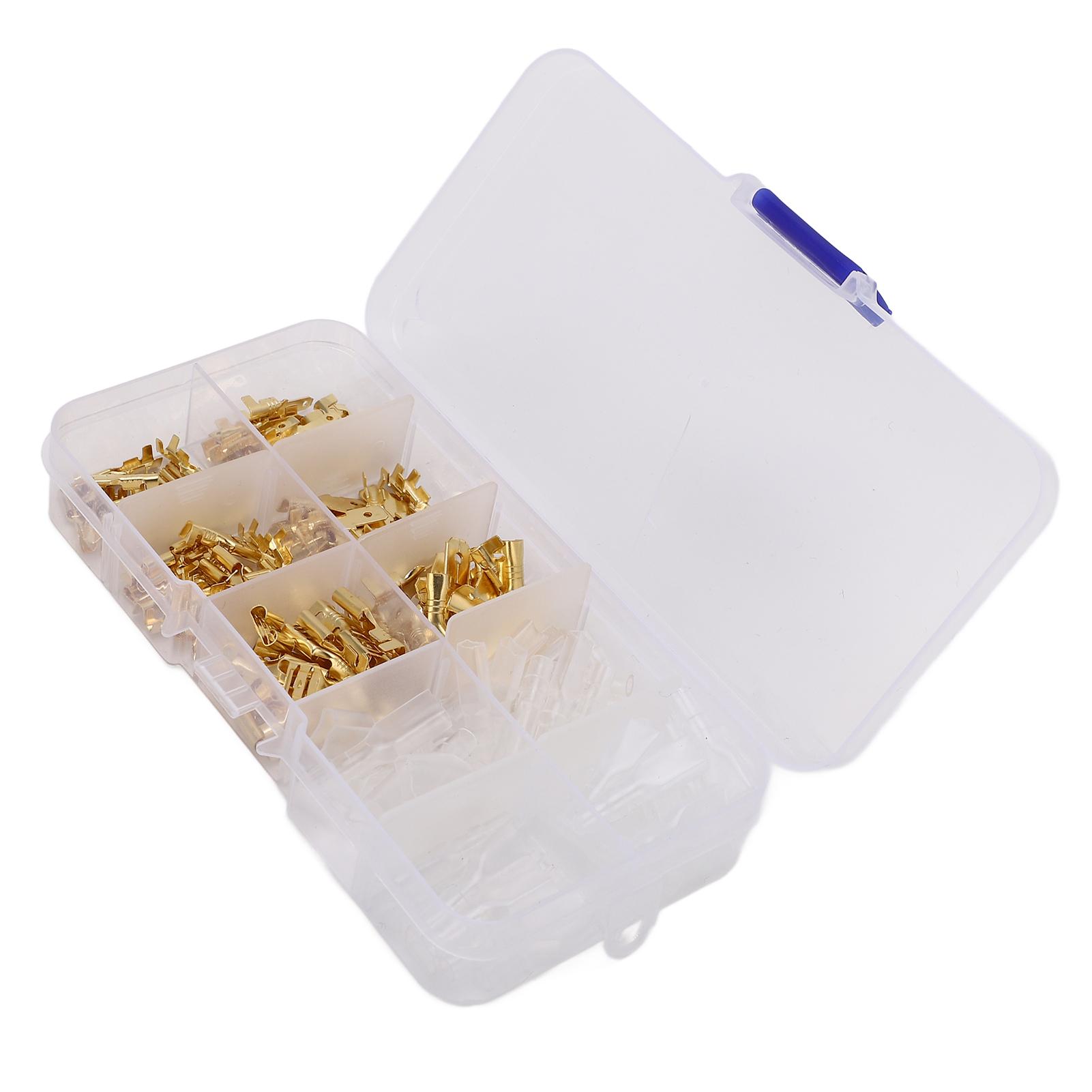 

135Pcs Gold Cold Pressed Male Female Spade Terminals Set Cold Crimp Terminal Kit 2.8 4.8 6.3mm