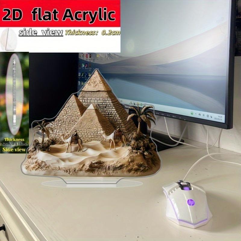 2D Flache Vintage-Stil Ägyptische Pyramide Acryl Schreibtischdekoration, Geeignet für Wanddekoration, Veranda, Zimmer, Villa, Akzente Zuhause, Flur oder Arbeitsplatz