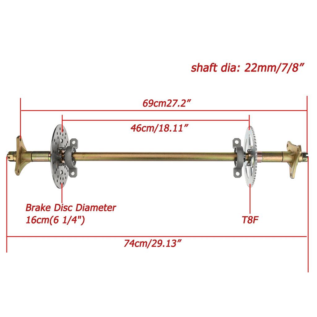 Essieu Arrière 760 Mm Avec Moteur Différentiel 48V 1000W Brushless - Pour Kart/Quad/Trike