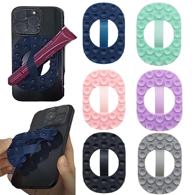 Universal Silicone Suction Cup Adhesive Phone Holder; Double-Side Rubber Sucker for Secure Fixation