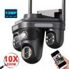 LS VISION 6K 12MP WiFi IP-Kamera Drei Objektive 10-facher Zoom PTZ-Außenkamera Bewegungserkennung Smart Home Sicherheitsschutz Überwachung 4K CCTV-Kamera