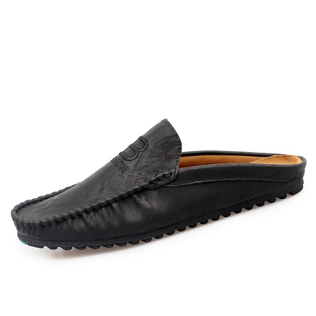 

Мужские получешки, кожаная обувь, мужские сабо, повседневная обувь, мужские лоферы, тапочки, модные мокасины Sapato Masculino Homme Chaussure 41 чёрный