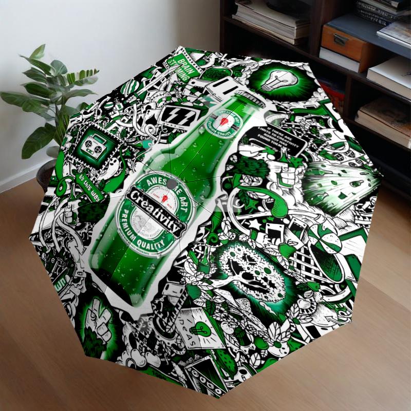Open beer World Umbrella 8-Frame for Travel, Camping, Casual Lightweight Portable Umbrella, Essential for Every Family Holidays Gift