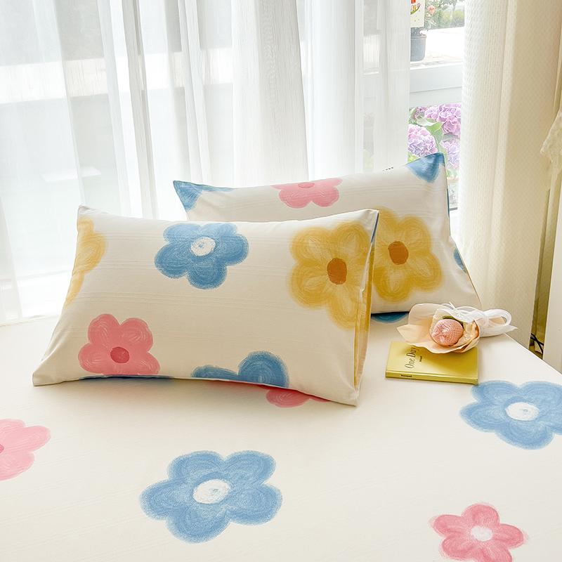 Painted Flowers 100% Cotton Bed Sheet Set Thickened Bedspread with Pillowcases Skin-friendly Breathable High Quality Bedding Set