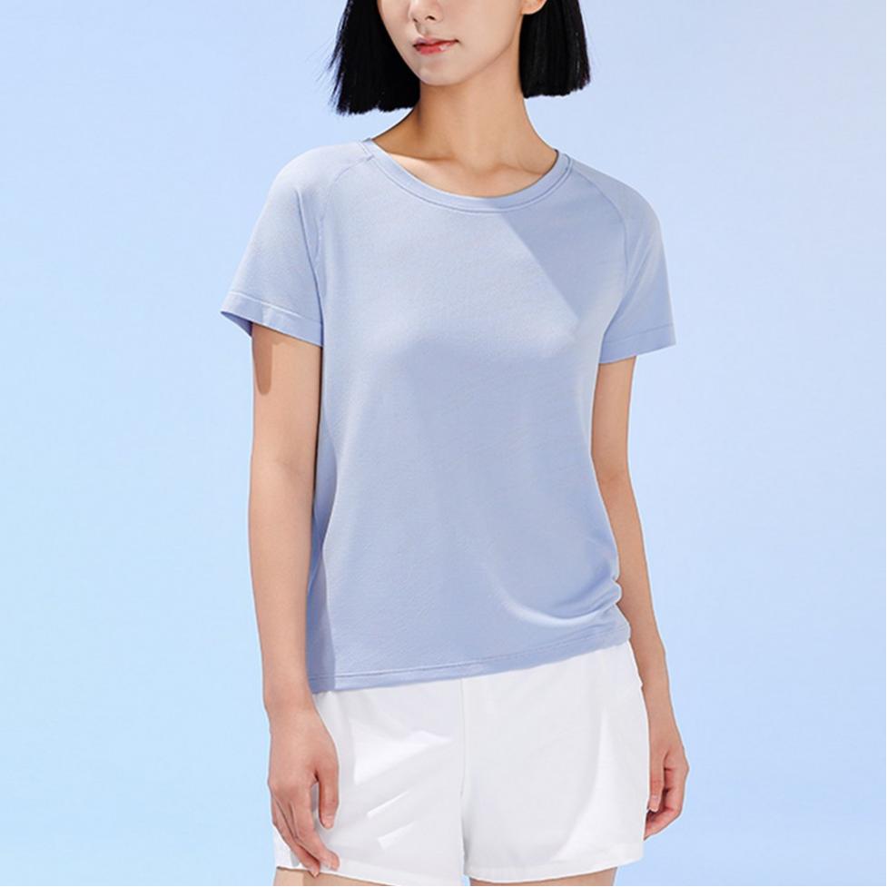 Anta Running Series Solid Color Raglan Sports Casual Short Sleeve T-Shirt Women Tops Light-Purple 162325106-2