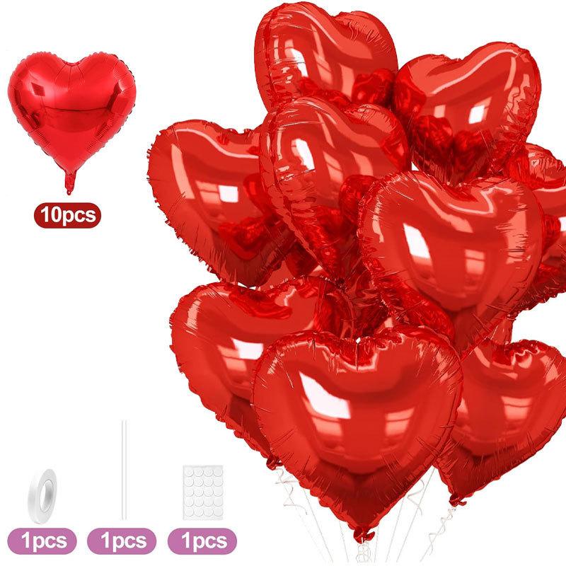10Pcs 18 Inches Large Foil Red Heart Shaped Balloons For Valentine'S Day Wedding Shower Anniversary Engagement Decoration