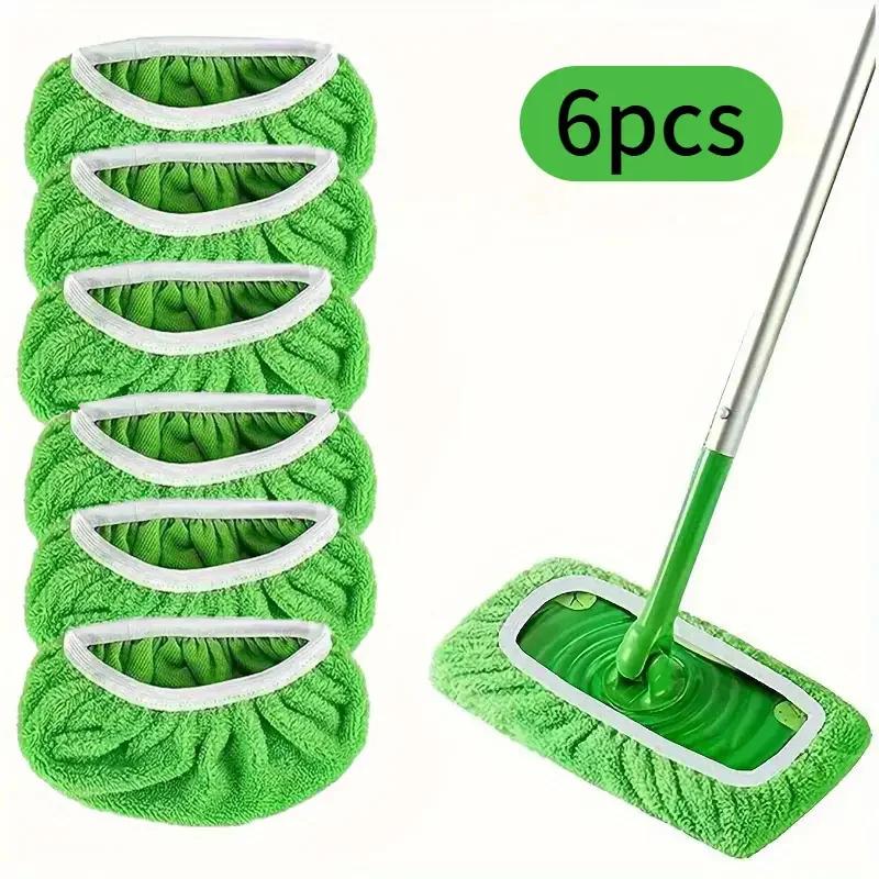 6Pcs Super Absorbent Reusable Mop Pads Durable Cleaning Cloths for Wet & Dry Floor Care Easy Household Cleaning Replacement Pads