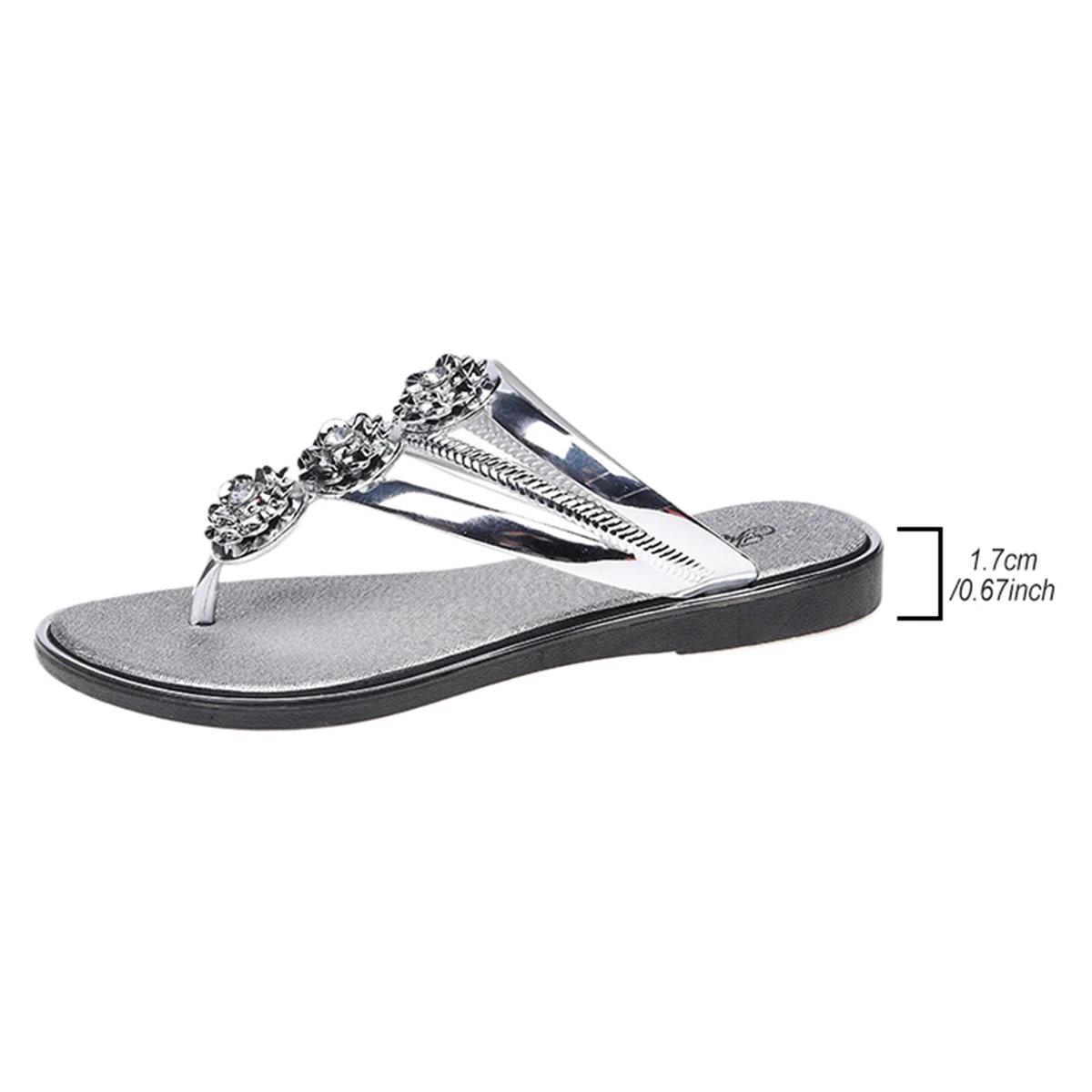 

Women s Slippers 2026 Summer New Fashion Flat Shoes for Women Beach Open Toed Luxury Rhinestones Flip Flops Female Zapatos 36