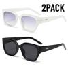 2Pack New Square Korean Fashion Simple Retro Premium Sunshade Mirrors Trendy Street Photography Sunglasses For Women Uv400