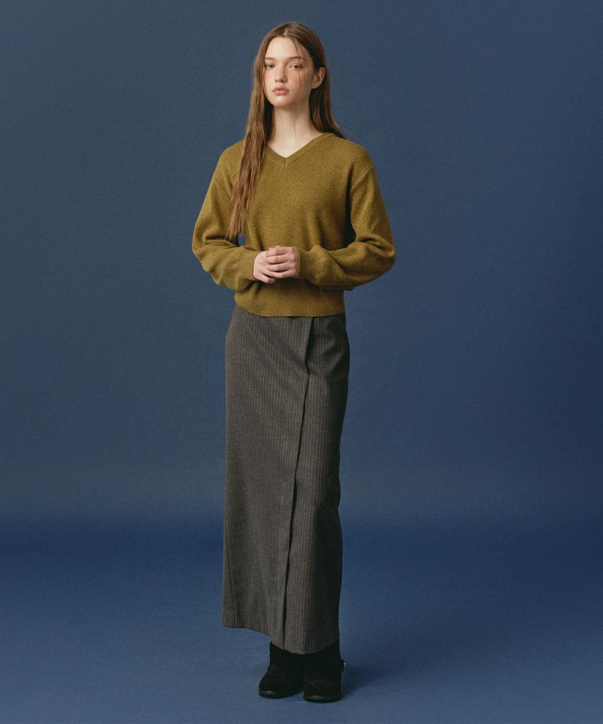 Rosiro Stripe Wrap Skirt Gray
