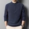 Wollpullover Herren Winter Warmer Herren-Kaschmirpullover Reißverschluss Halber Rollkragen-Strickpullover