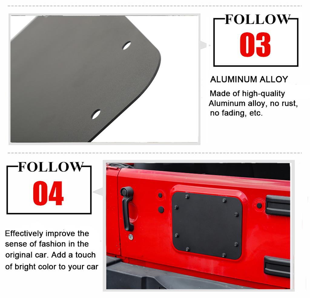 Reservewielhouder Verwijderaar Vulplaat Afdekking voor Jeep Wrangler JK 2007-2017 Achterklep Plug Rubber Metaal Auto Buitenkant Accessoires