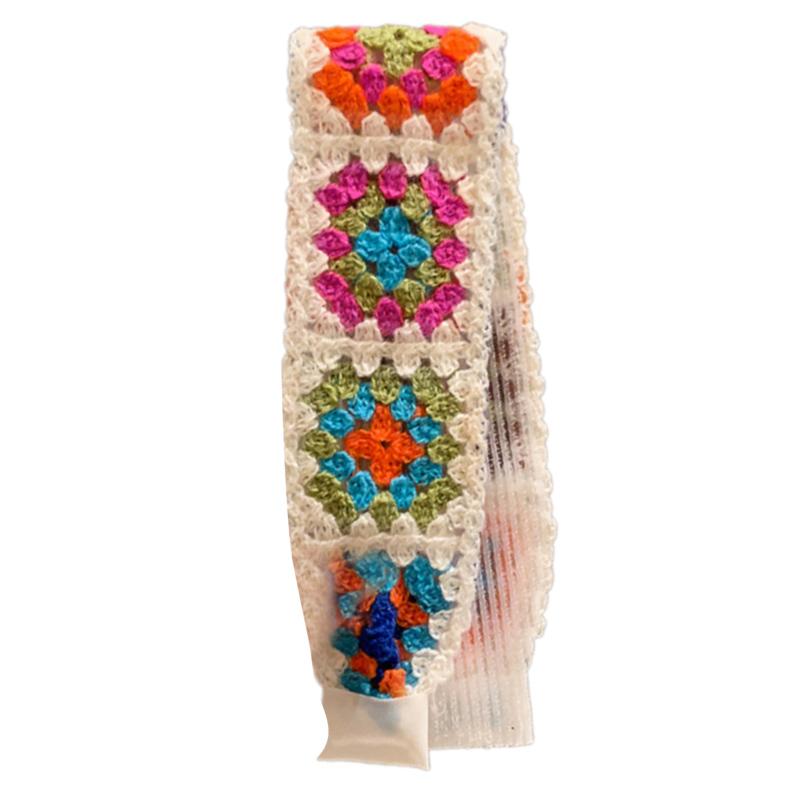 Retro Knit Adjustable Hairband for Adults Soft and Comfortable Headband Knitting Floral Hairpieces for Women and Girls