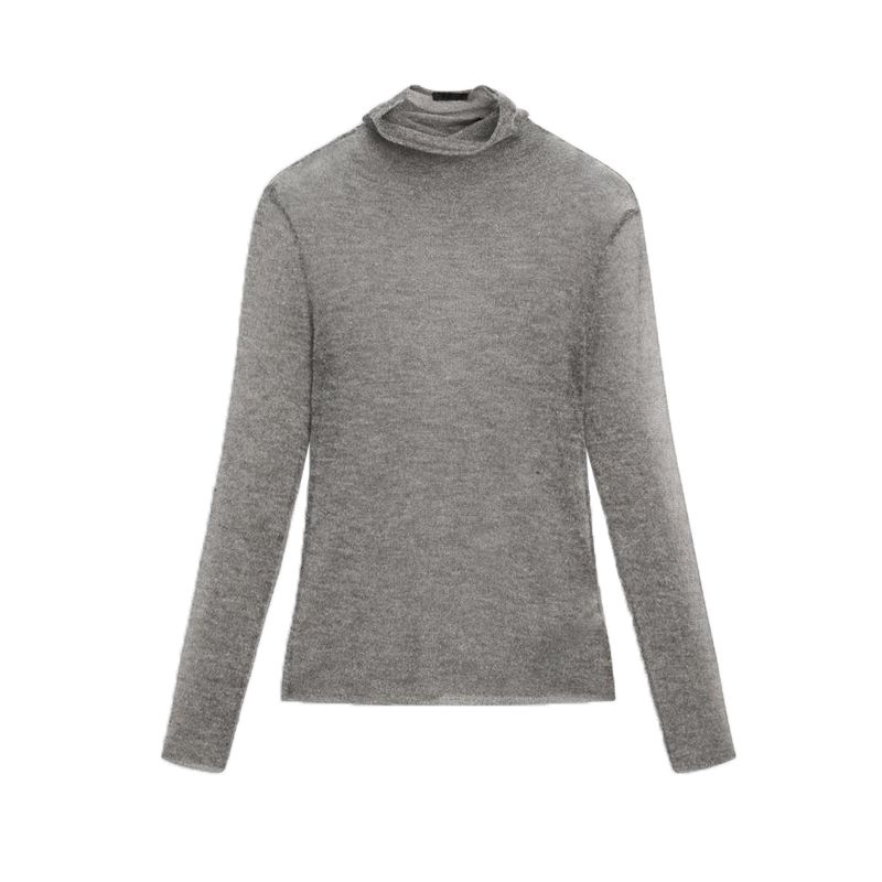 MD Spring New Arrival Women's American Basic Style Semi See-through Turtleneck Long Sleeves Knitting Bottoming Shirt T-shirt 6806524