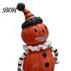 Resin Figurine Ornaments Wooden Halloween Figurines, Pumpkin Scarecrow Wizard Owl Black Cat Tabletop Decorations Statue, Rustic Desktop for