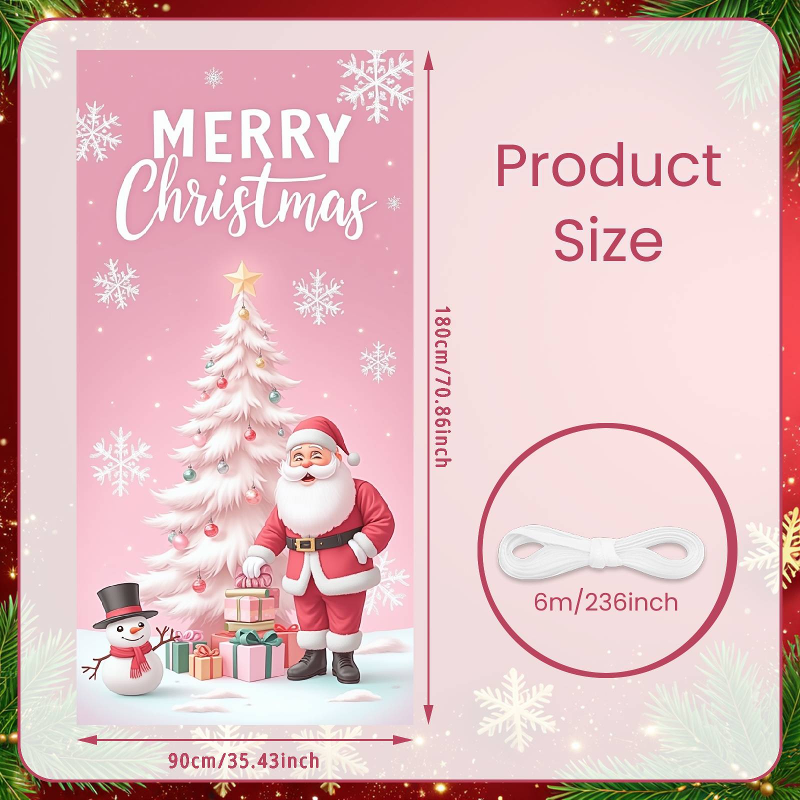 

Santa Claus Banner String Lights Detail Holiday Background Christmas Display Santa Claus Pattern Merry Christmas Banner For Home