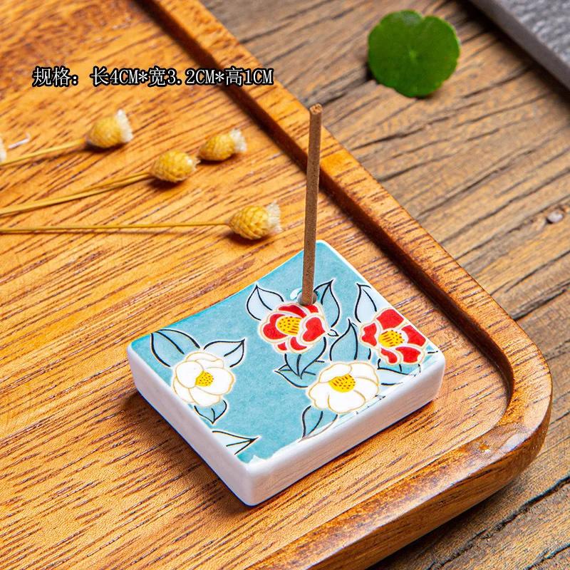 1pc Japanese Blossom Incense Burner Home Ceramic Decor Stick Holder Aromatherapy Censer Office Teahouse Ornament