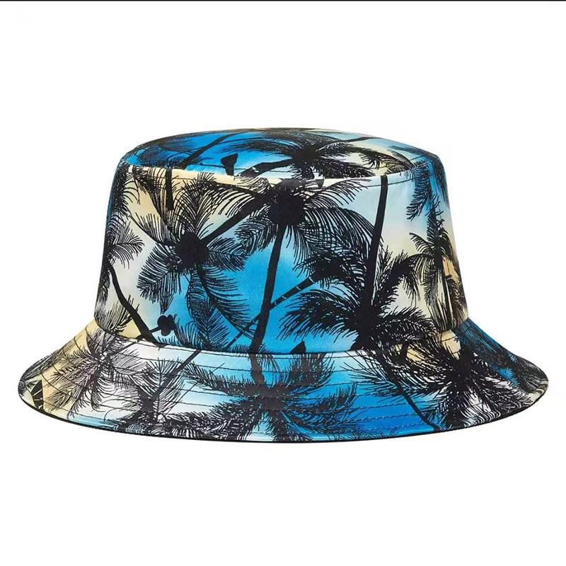 Spring Summer Flower Leaf Print Fisherman Hat With Sunshade For Casual Wear