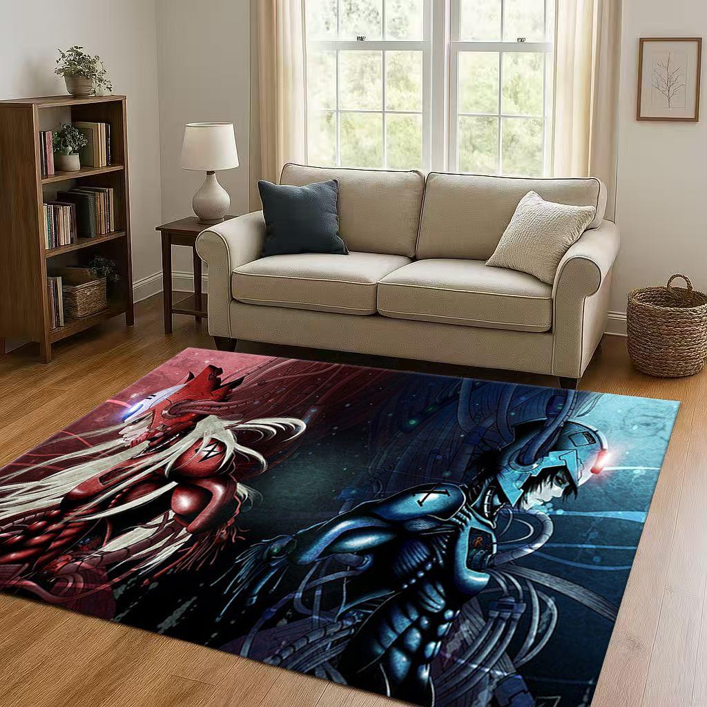 HD Retro Game Rockman Mega Man Living Room Non-Slip Area Rug Soft Carpet for Bedroom Playroom Sofa,Easy Clean Home Decor Doormat