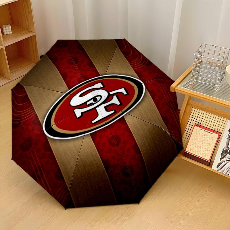 San Francisco 49ers Print Auto 8?Ribs Folding Umbrella Wind Resistant Lightweight Automatic Umbrella For Daily Travel