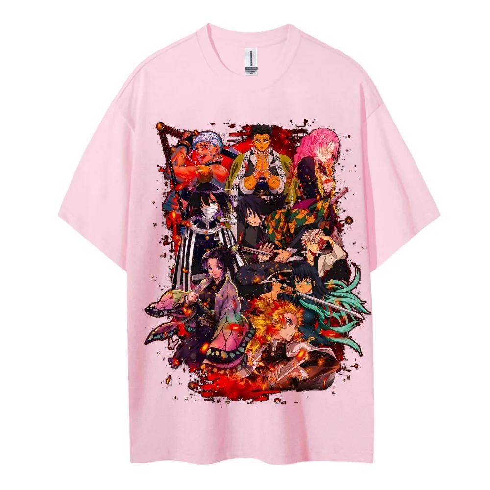 T-shirt Demon Slayer Uomo Cotone Puro Casual Girocollo Manica Corta Abbigliamento Estivo Sportivo Casual Top a Manica Corta