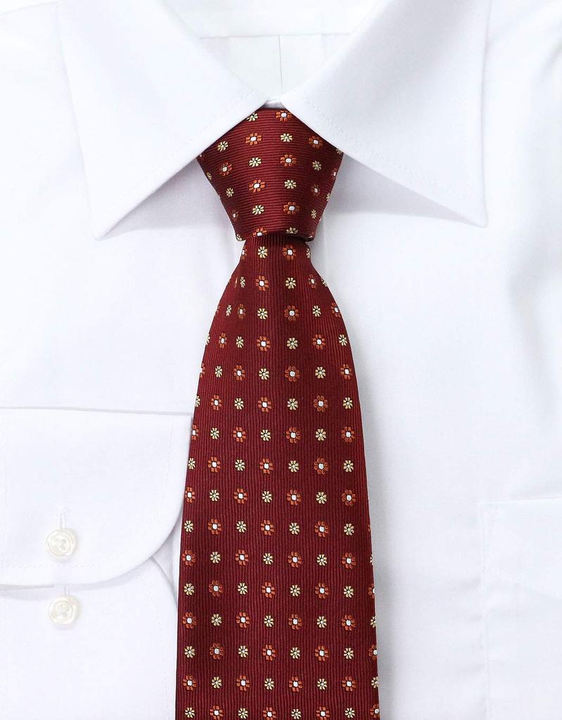 [Michiko London] Brand Necktie, Made in Japan, 100% Silk, Jacquard Weave, Small Pattern (Pattern A: Red)