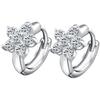S925 Silver Charming Snowflake Pentagram Zircon Hoop Earrings for Women Fine Jewelry High Luxury Vintage Accessories