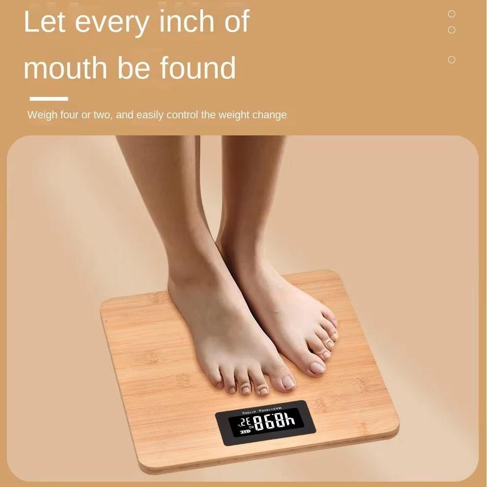 Square Bamboo Weight Scale 180KG Model Electronic Weighing Scale Smart Body Fat Scale Bathroom