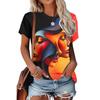 Summer Women's 3D Printed Crew Neck T-Shirt Fashion Versatile Trend Breathable Casual