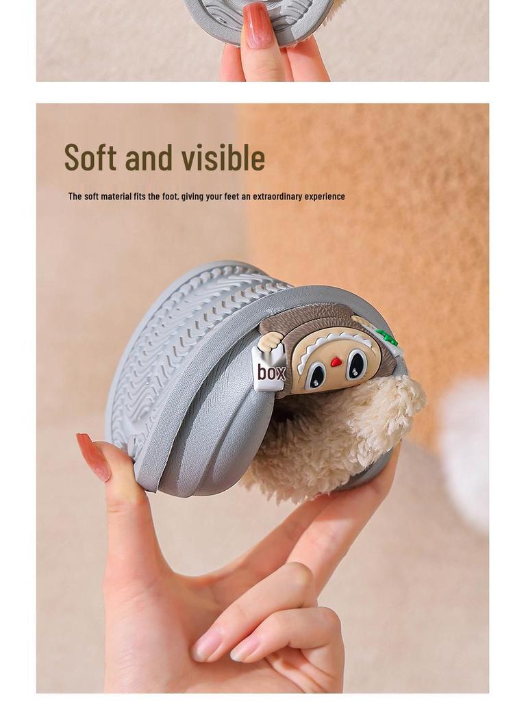 Lamb Wool Kids' Non-slip Slippers - Cute, Removable & Washable for Girls In Autumn/Winter