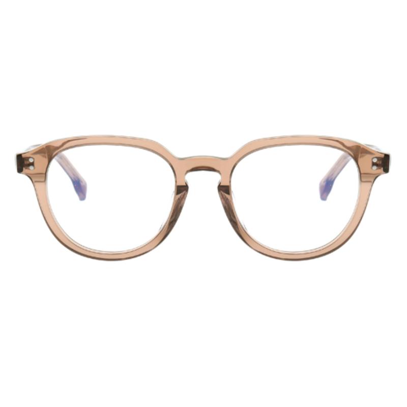 aloeyewear [ALOXROUNZ] AR7001A C4 Semi-Oversized Brown Transparent Horn-Rimmed Glasses
