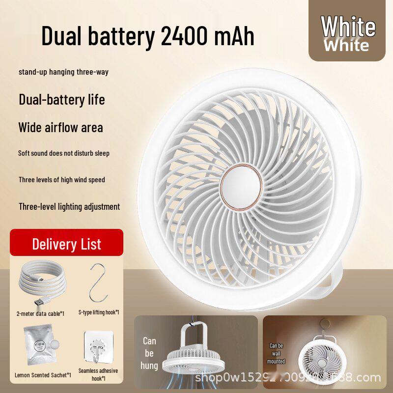 

2026 Multifunctional Remote Control USB Fan: Portable Ceiling/Wall/Desktop Mount with Night Light for Dorms & Outdoors. 20.5*7.5*20.5 cm
