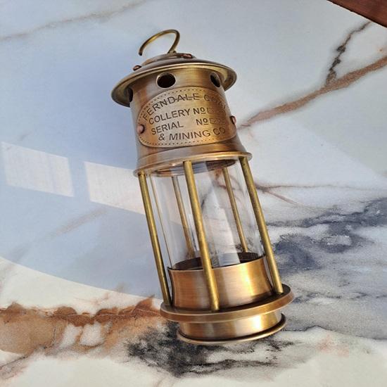 Brass Miner Oil Lantern 17.78 Cm Nautical Maritime Home Office Decor Tabletop Shelf Decoration Living Rooms, Studies Thoughtful Gift