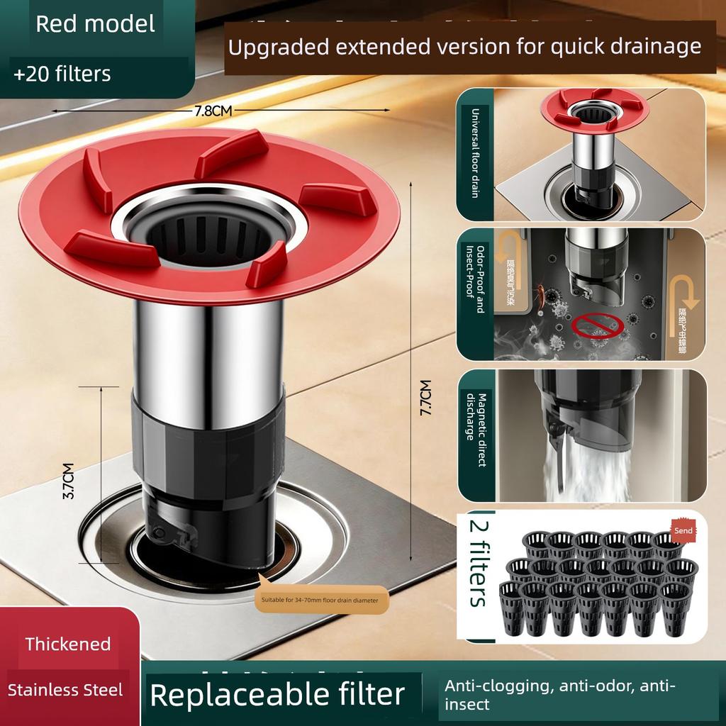 Floor Drain Deodorizer, Bathroom Anti-Odor Device, Anti-Insect Sewer Cover, Bathroom Drain Hair Catcher