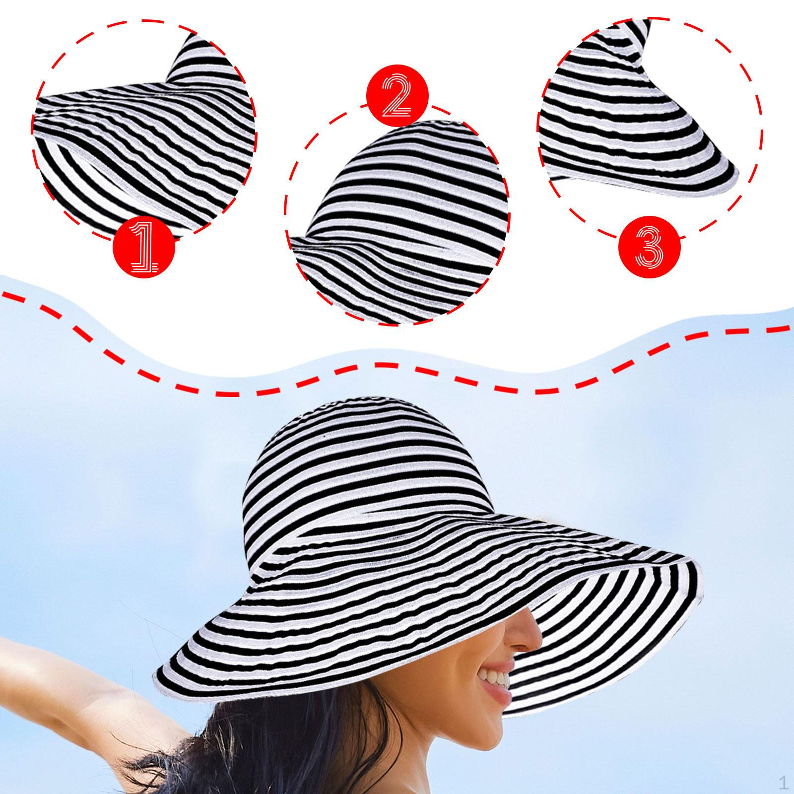 

Солнечная шляпа для женщин с широкими полями, большая пляжная кепка, для отдыха на море, для активного отдыха, для велоспорта Black White