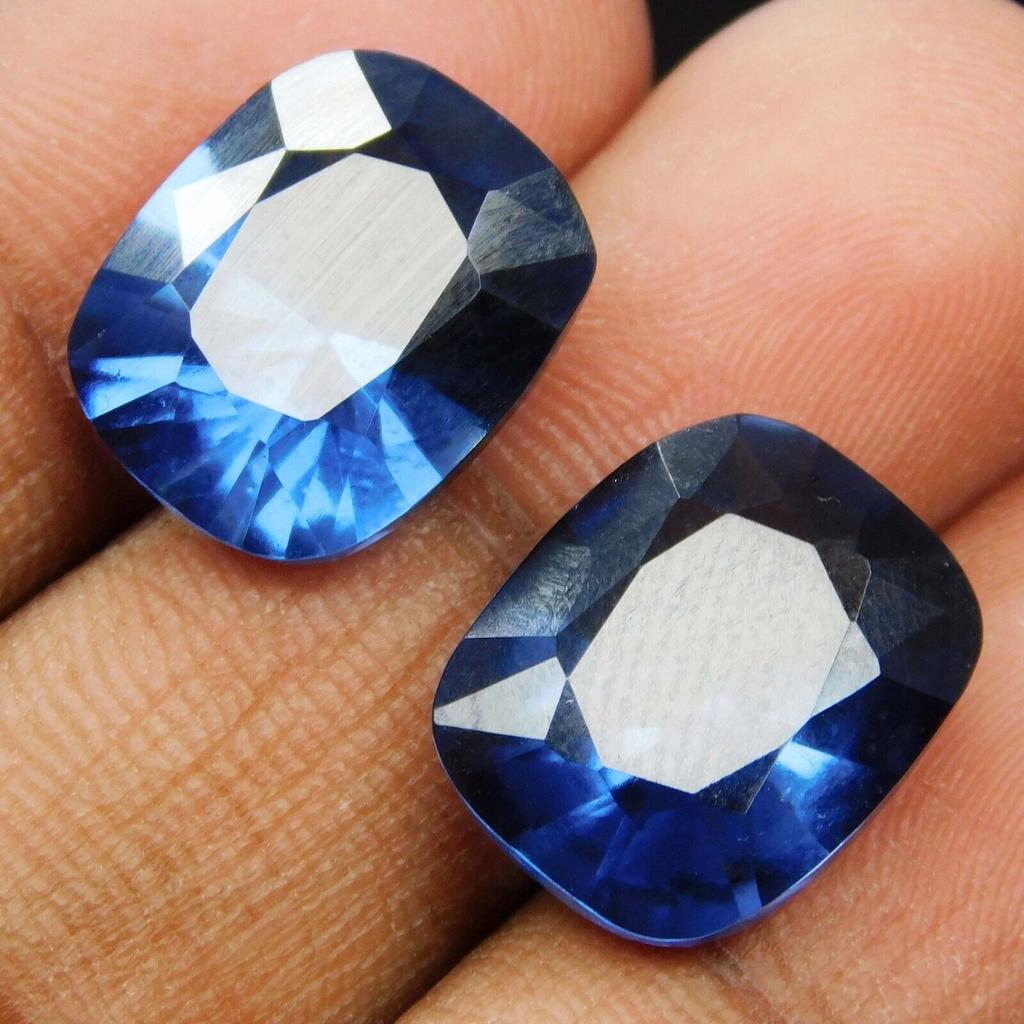 16.90 Ct NATURAL Sapphire BLUE Cushion Cut CERTIFIED Loose Gemstone Pair A-5185QQQ