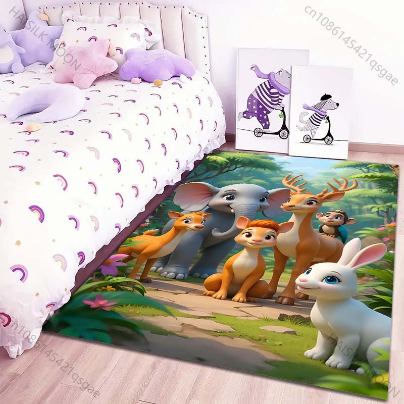 Cartoon Deer Elephant Animal Carpet for Living Room Bedroom Sofa Creative Doormat Home Decor Area Rug Large Size Luxury Gifts