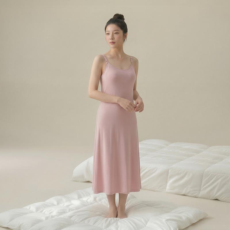 Spring/Summer Seamless Modal Maternity Sleepdress: Comfortable Postpartum Camisole Long Dress for Expectant Mothers, No Bra Needed Pajamas. L